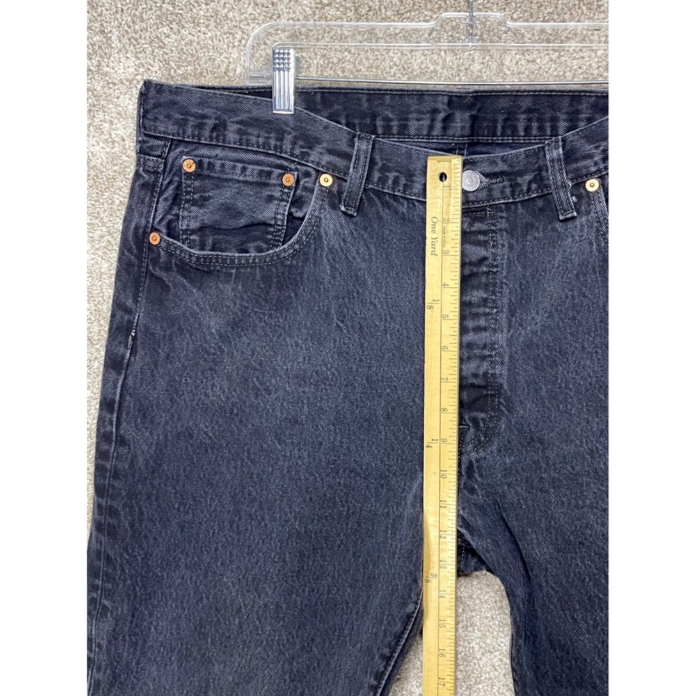 Levi's 501 Original Fit Button Fly Jeans Mens 40x32 Faded Black Straight Denim - Picture 6 of 11